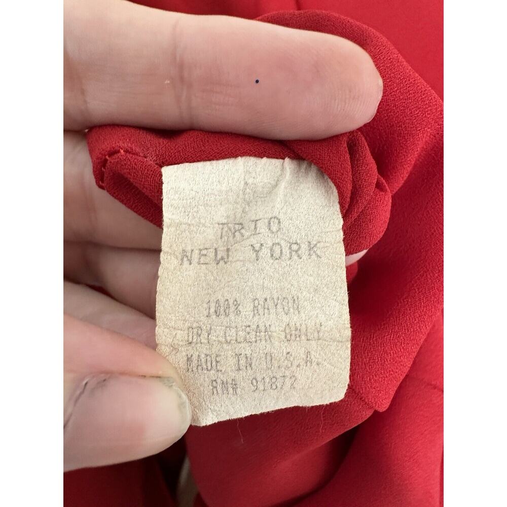 TRIO NEW YORK Vintage Red Draped Neck Chiffon Slip Maxi Dress Gown Size 8 - Picture 6 of 7